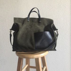 Clare Vivier olive suede simple tote